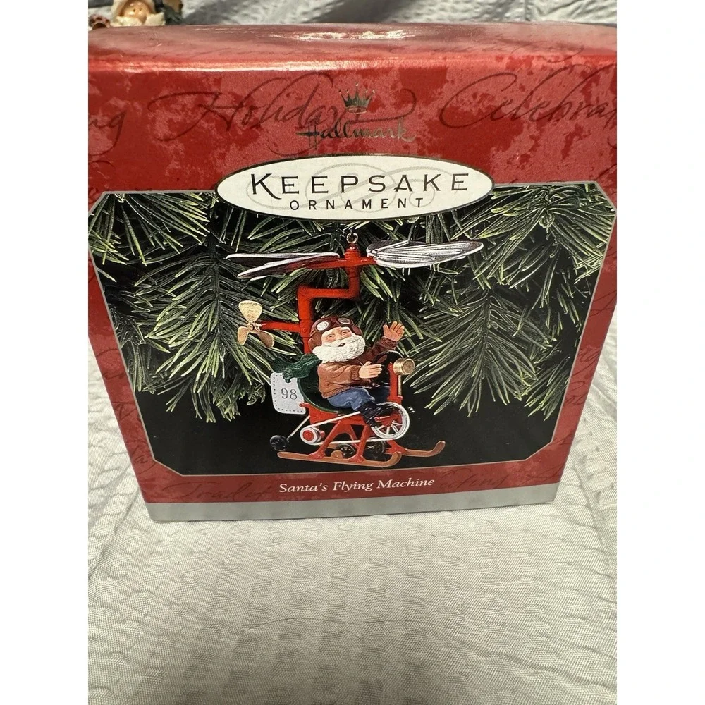Hallmark Christmas Tree Ornament Santa's Flying Machine New‎ 1998 Santa Claus!